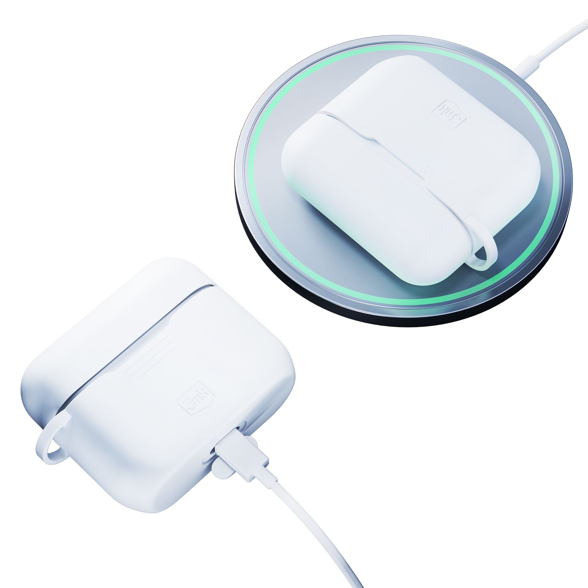 Silikoninis 3mk dėklas AirPods Pro 3 – baltas