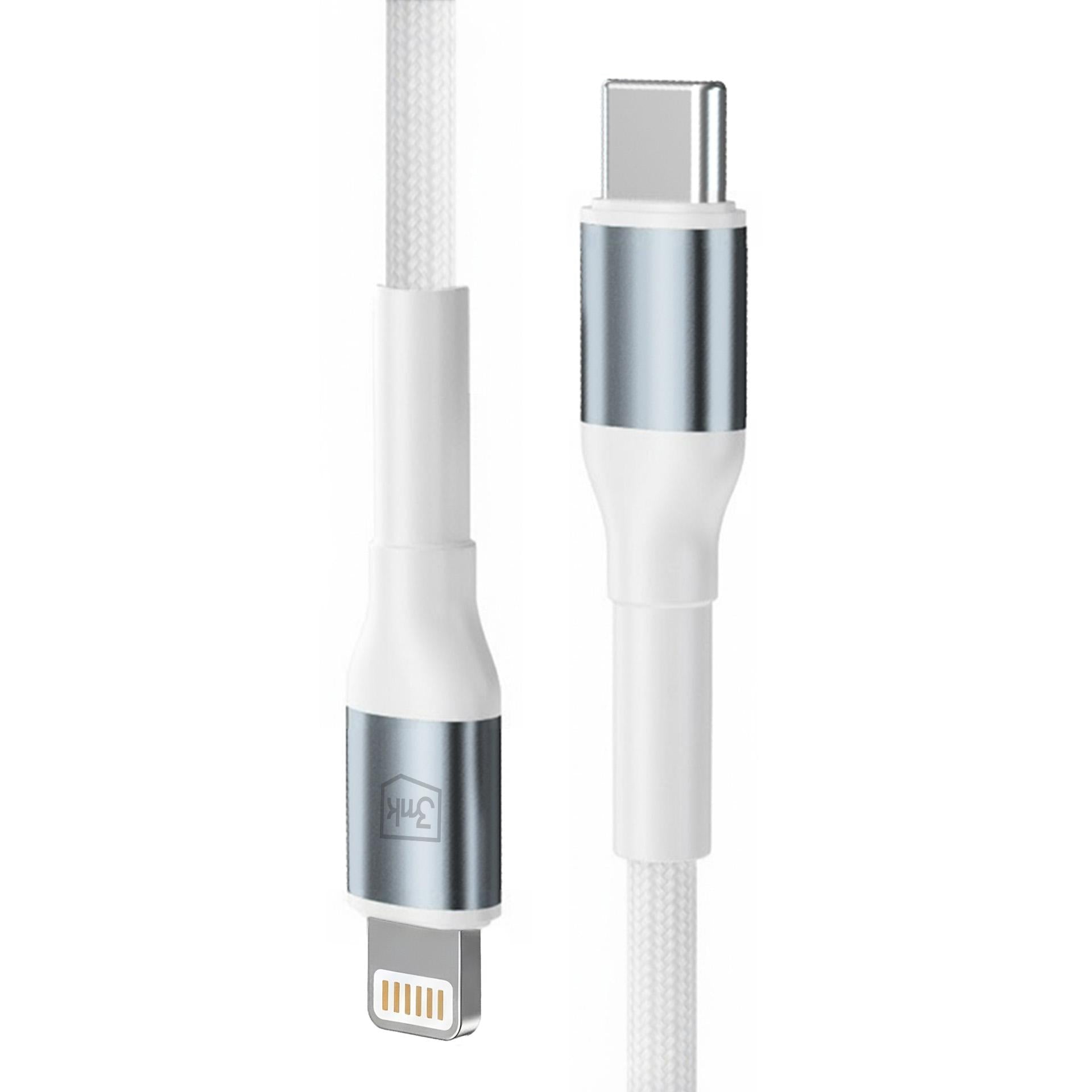 3mk Hyper Laidas N-SERIES USB-C / Lightning 1m 9V/2A 20W / baltas