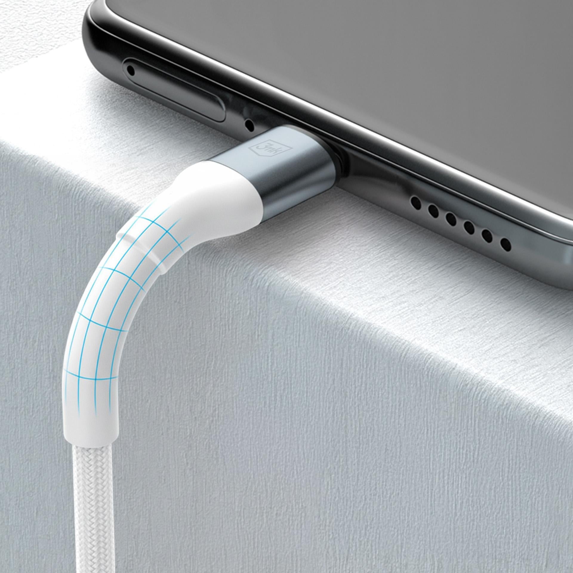 3mk Hyper Laidas N-SERIES USB-A / USB-C 1m 9V/2A 18W / baltas