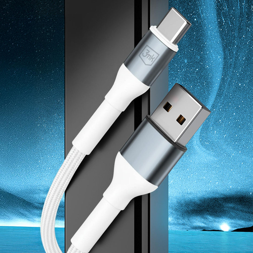 3mk Hyper Laidas N-SERIES USB-A / USB-C 1m 9V/2A 18W / baltas