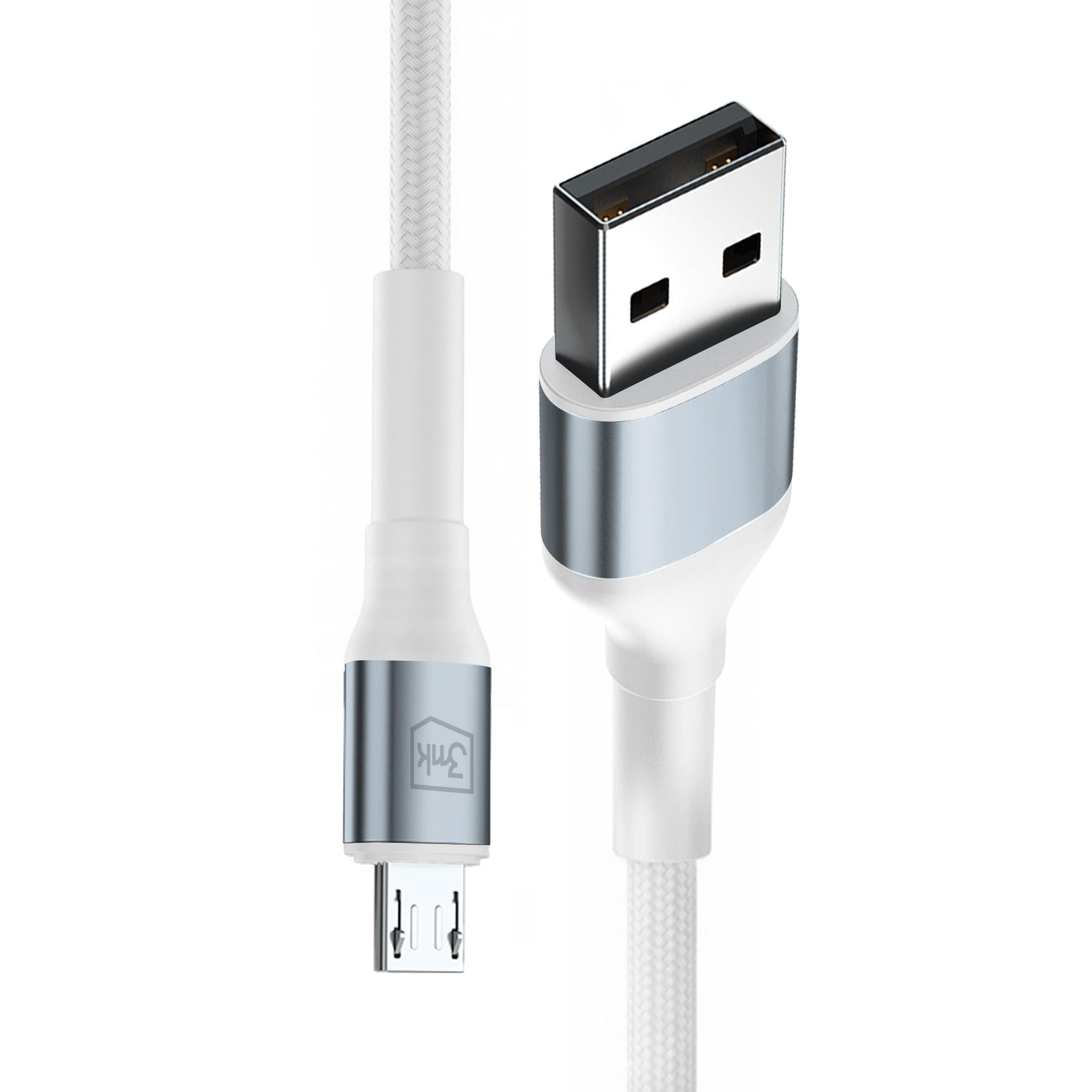 3mk Hyper Laidas N-SERIES USB-A / MicroUSB 1m 5V/2.4A 12W / baltas