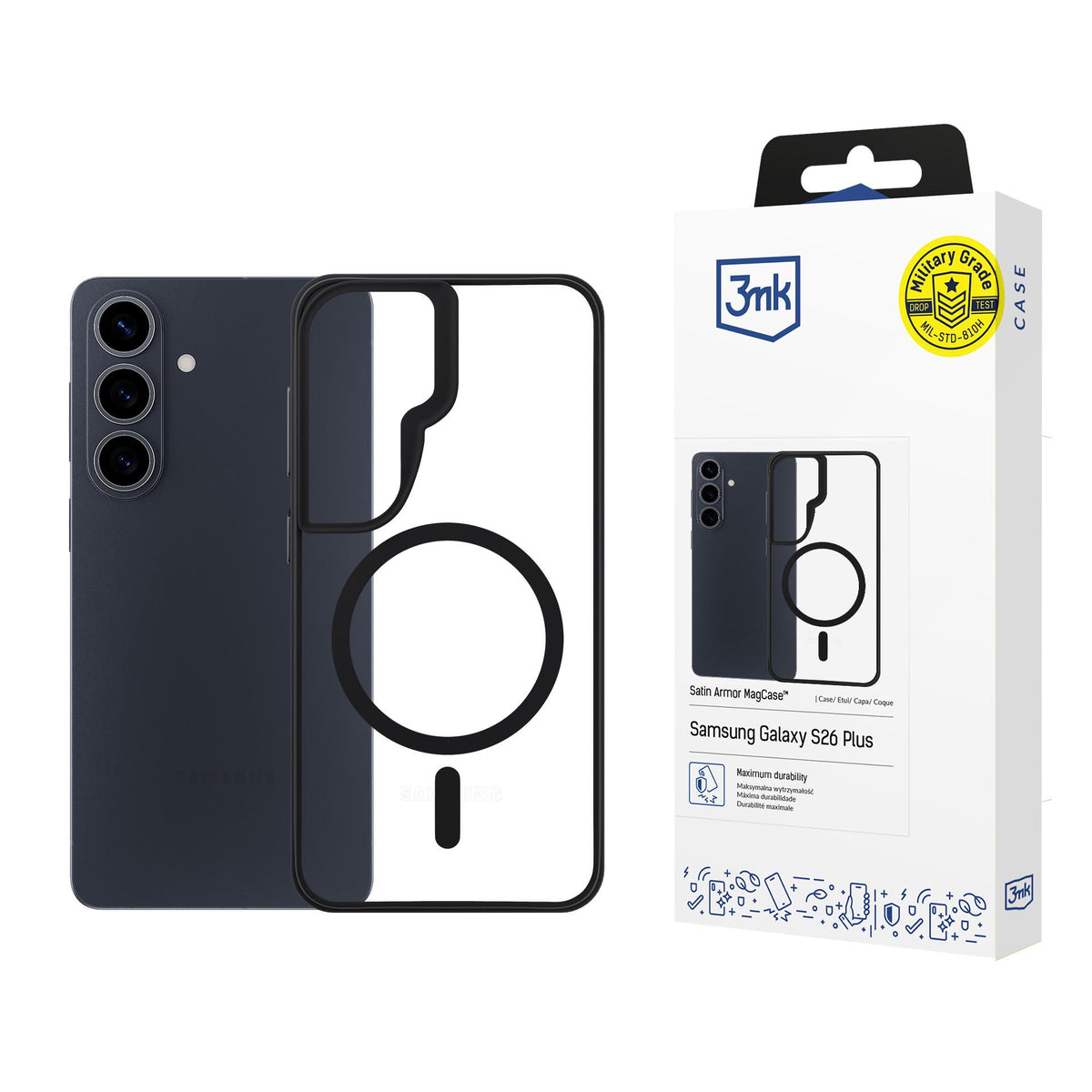 3mk Satin Armor MagCase, skirtas Samsung Galaxy S26+ - Black