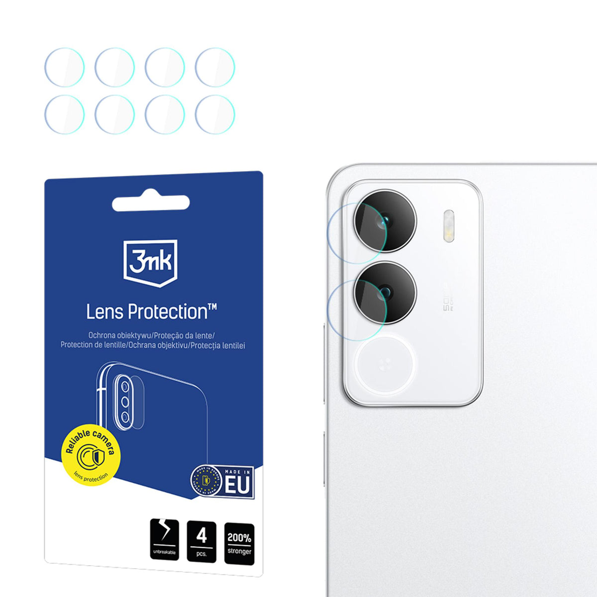 3mk objektyvo apsauginis hibridinis stiklas, skirtas Cameros objektyvui Realme P3 Lite 4G -- Realme P3 Lite 4G