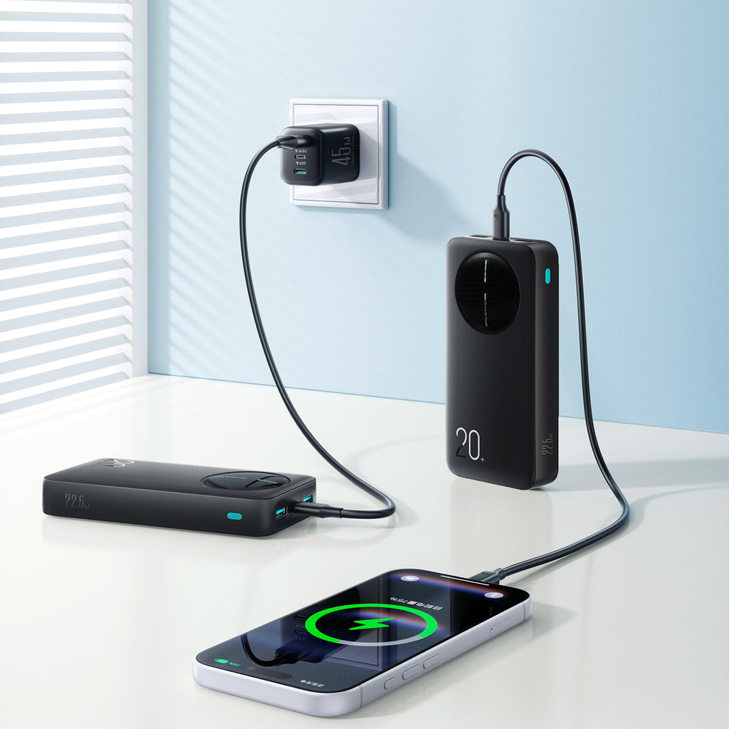 Joyroom JR-PBF14 Pro Powerbank 22.5W 20000mAh su skaitmeniniu ekranu 2x USB-A 1x USB-C – juodas -- Powerbanks