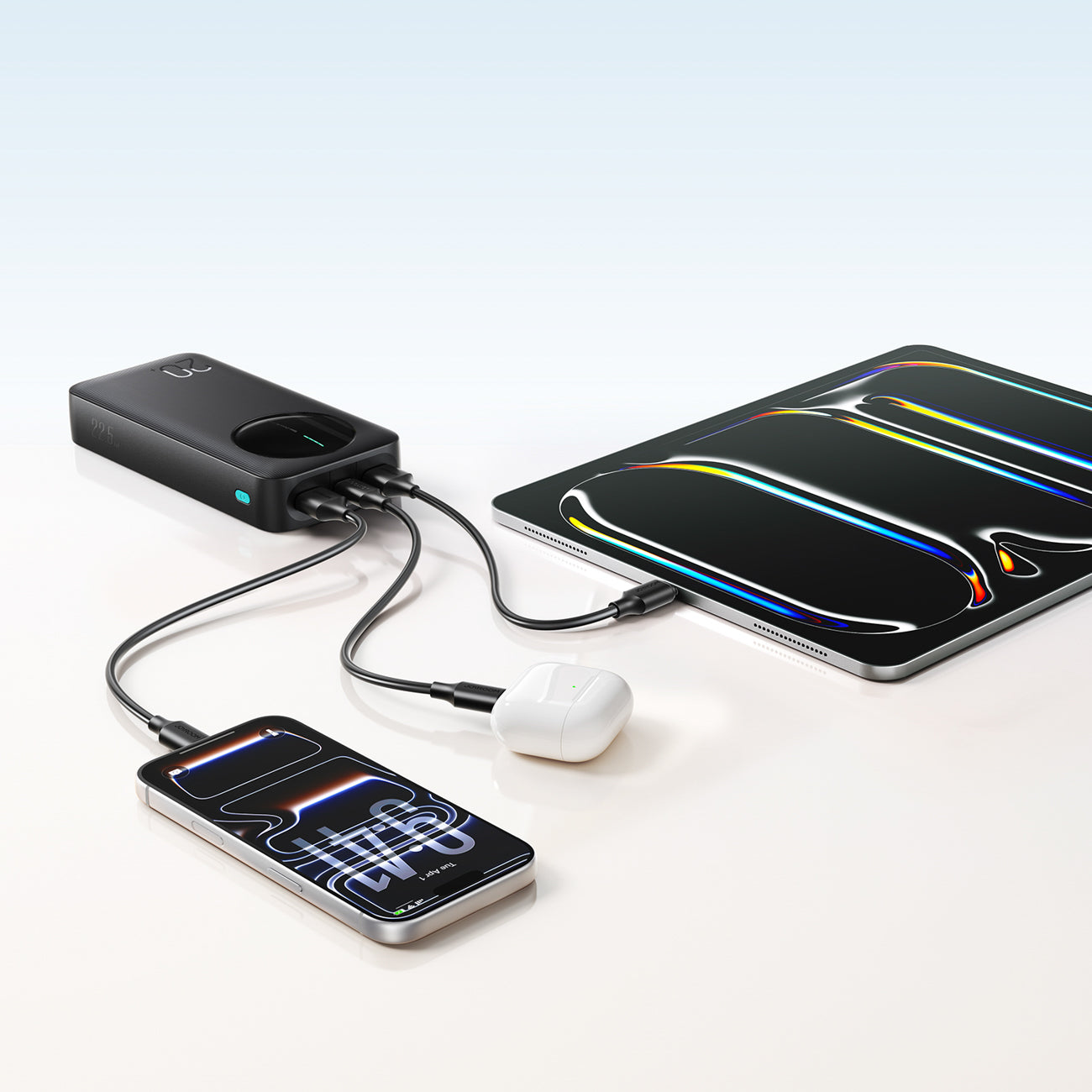 Joyroom JR-PBF14 Pro Powerbank 22.5W 20000mAh su skaitmeniniu ekranu 2x USB-A 1x USB-C – juodas -- Powerbanks