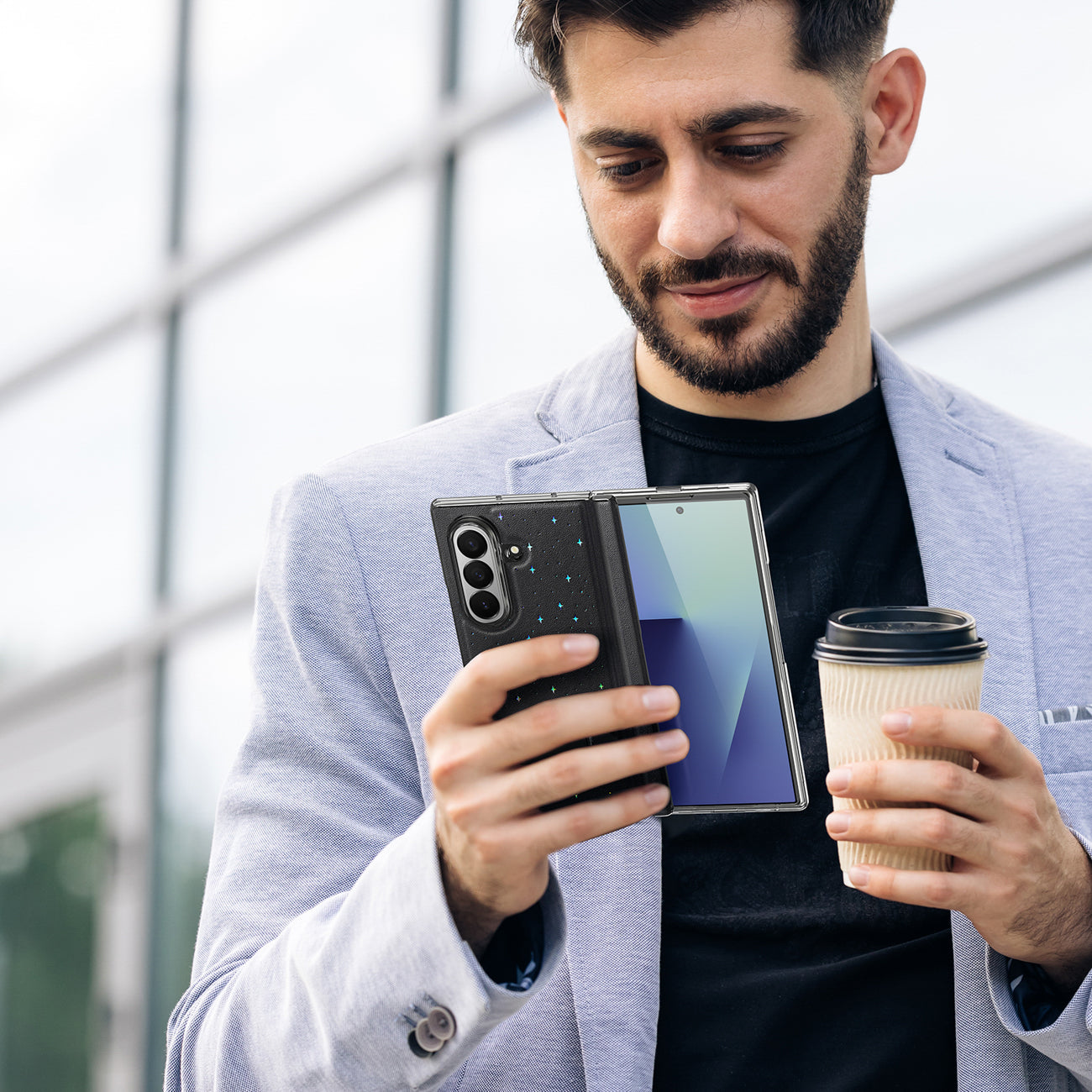 Dux Ducis Stex dėklas Galaxy Z Fold 7 su stovu – juodas