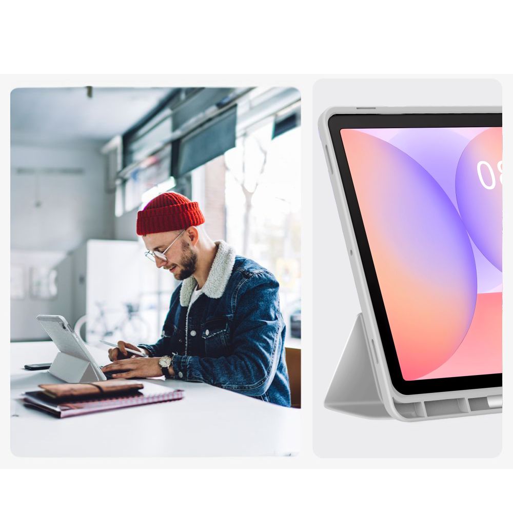 Tech-Protect SmartCase Pen dėklas Galaxy Tab S9/S9 FE – pilkas -- Samsung Galaxy Tab S9