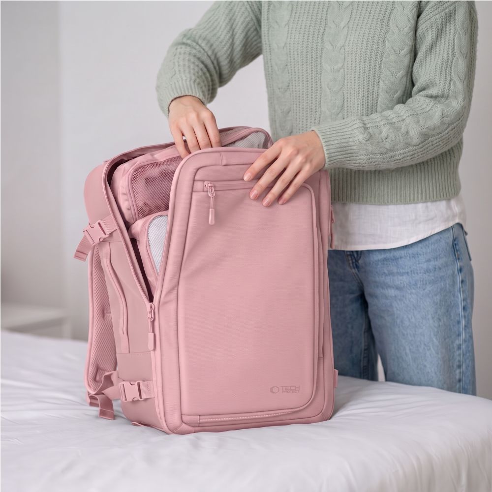 Tech-Protect Defender S50 kuprinė Ryanair ir Wizzair, 20L nešiojamasis kompiuteris - rožinė -- Laptop Bags
