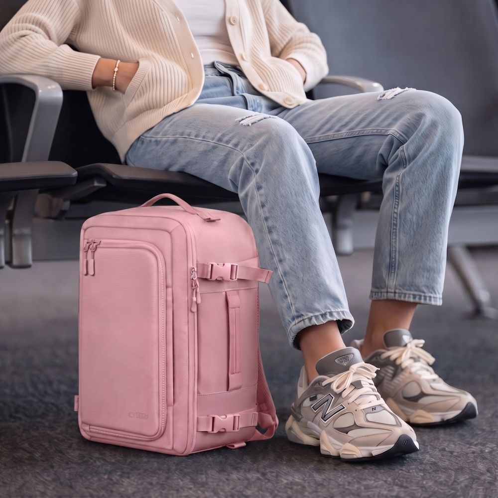 Tech-Protect Defender S50 kuprinė Ryanair ir Wizzair, 20L nešiojamasis kompiuteris - rožinė -- Laptop Bags