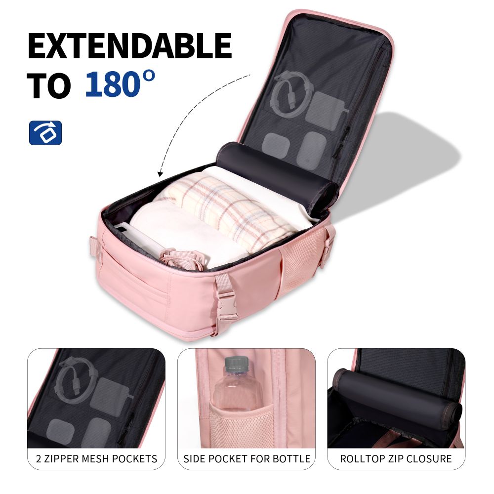 Tech-Protect Defender S50 kuprinė Ryanair ir Wizzair, 20L nešiojamasis kompiuteris - rožinė -- Laptop Bags