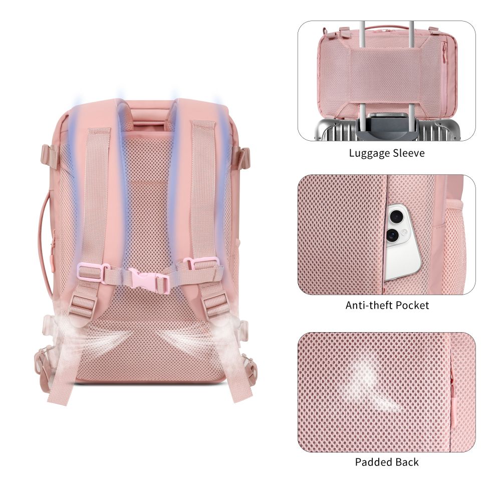 Tech-Protect Defender S50 kuprinė Ryanair ir Wizzair, 20L nešiojamasis kompiuteris - rožinė -- Laptop Bags