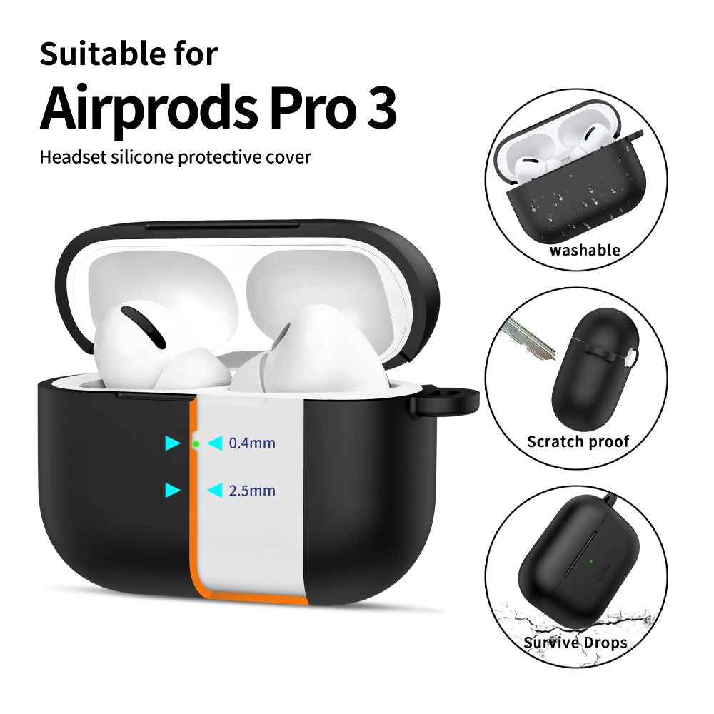 Tech-Protect silikoninis dėklas AirPods Pro 3 – juodas -- AirPods Pro 3