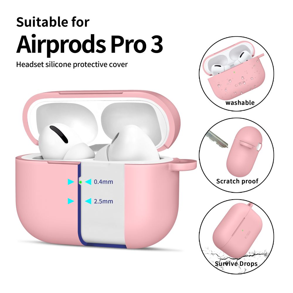 Tech-Protect silikoninis dėklas AirPods Pro su karabinu – rožinis -- AirPods Pro
