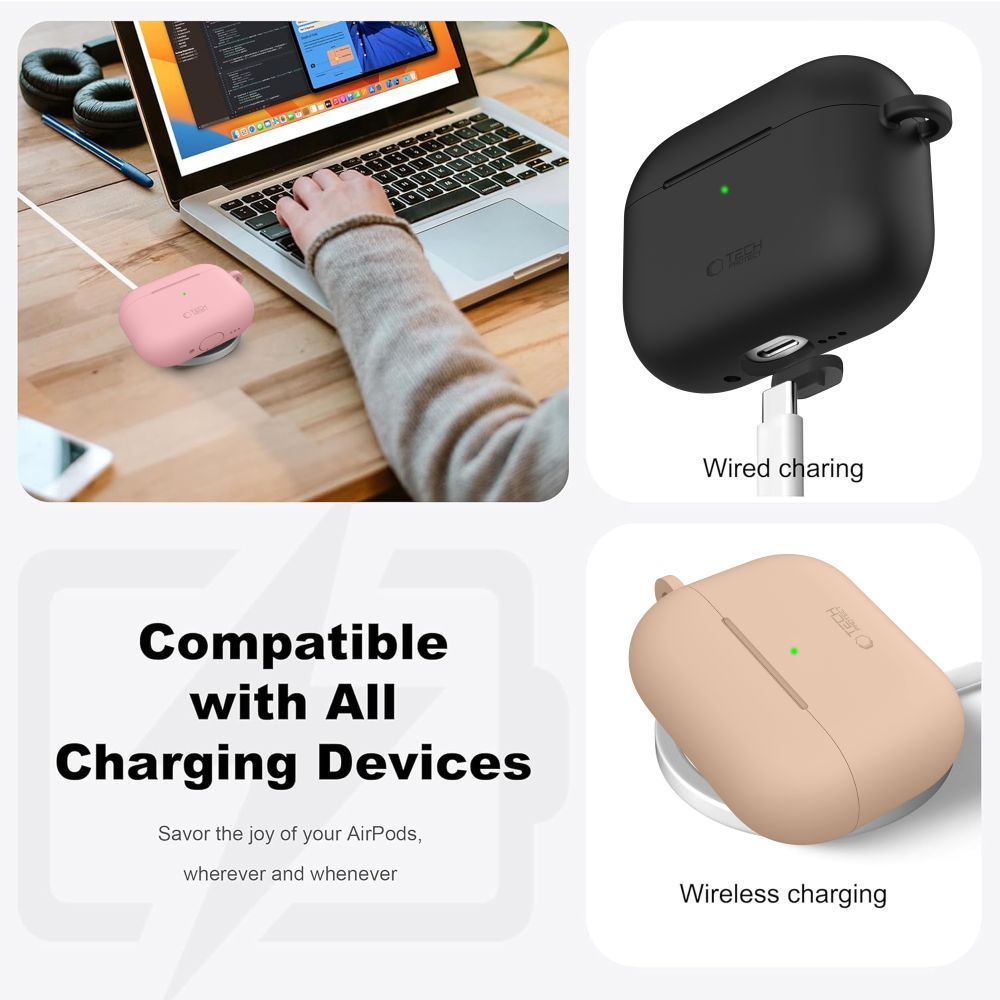 Tech-Protect silikoninis dėklas AirPods Pro – pilkas -- AirPods Pro