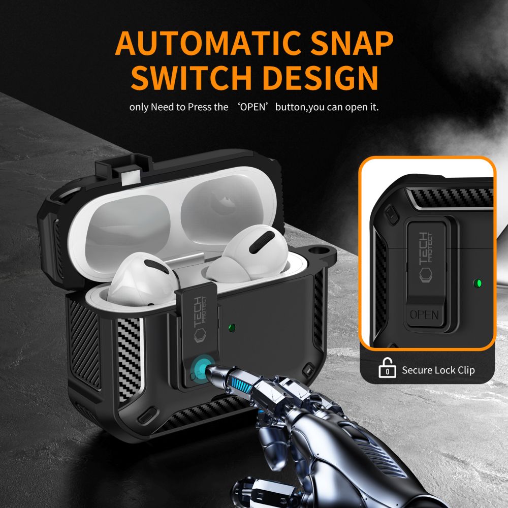 Tech-Protect Carbonox MagSafe dėklas AirPods Pro – juodas -- AirPods Pro