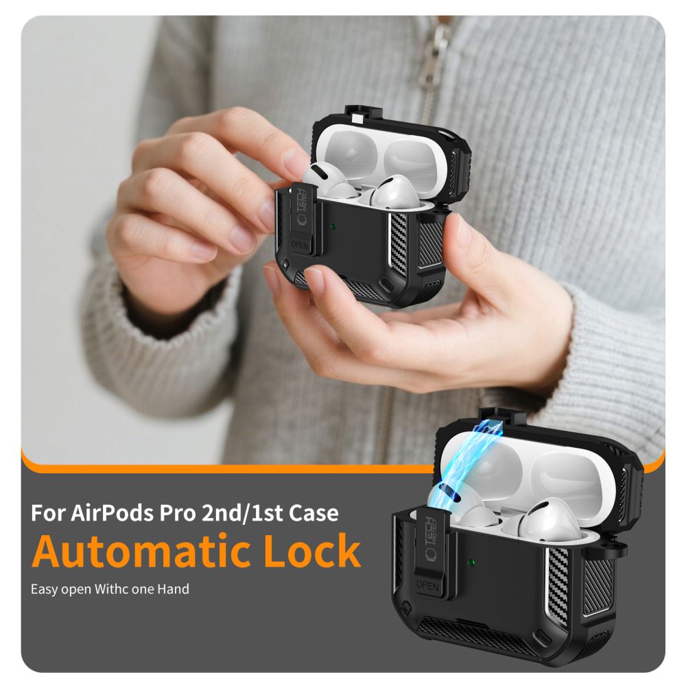 Tech-Protect Carbonox MagSafe dėklas AirPods Pro – juodas -- AirPods Pro