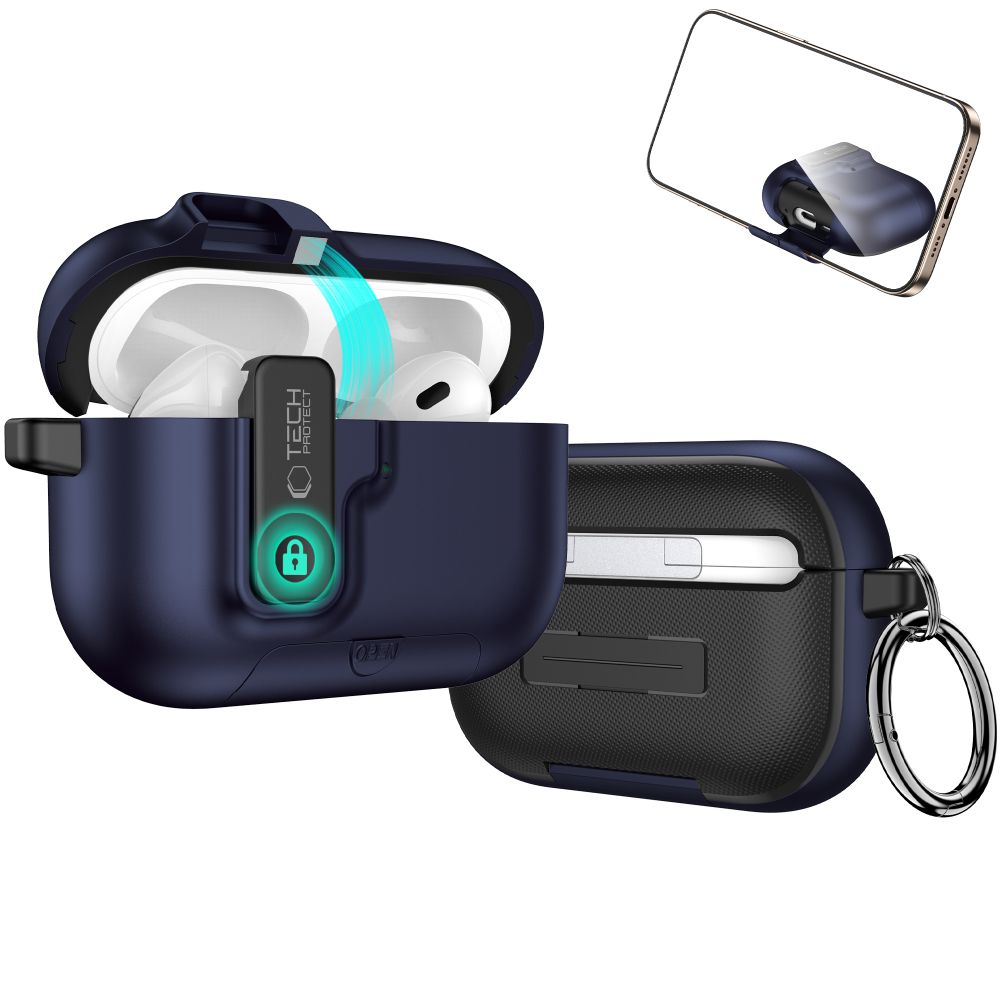 Tech-Protect Slim Hook dėklas AirPods Pro 3 – tamsiai mėlynas -- AirPods Pro 3