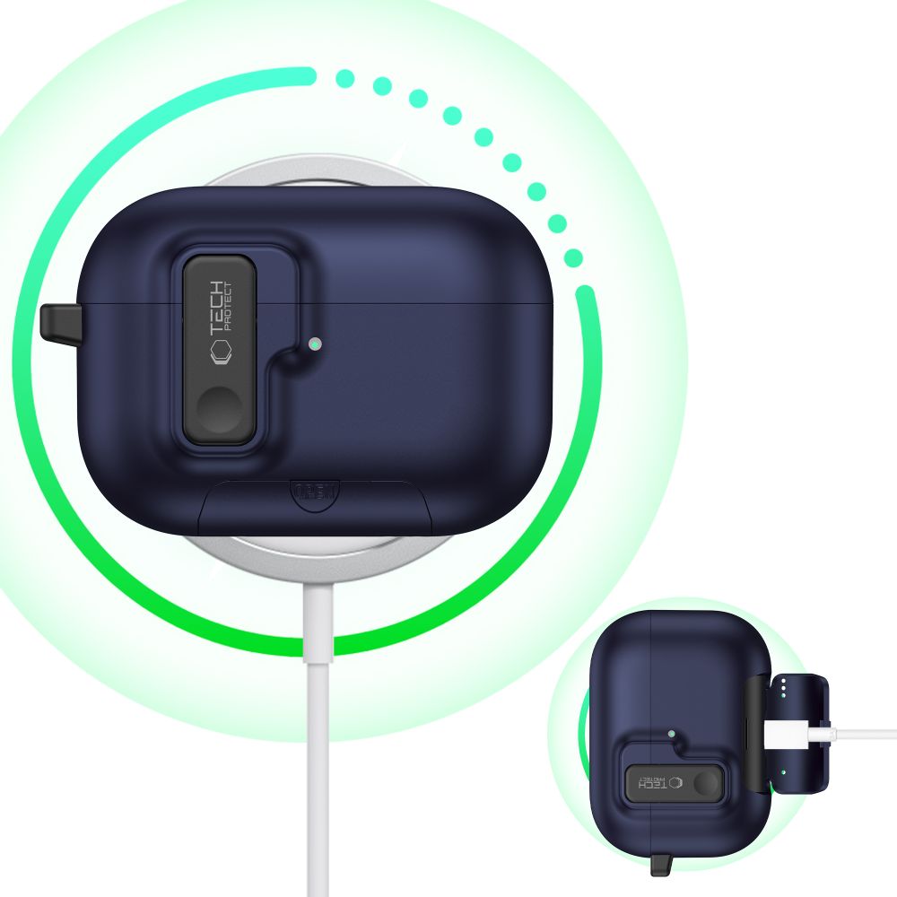 Tech-Protect Slim Hook dėklas AirPods Pro 3 – tamsiai mėlynas -- AirPods Pro 3