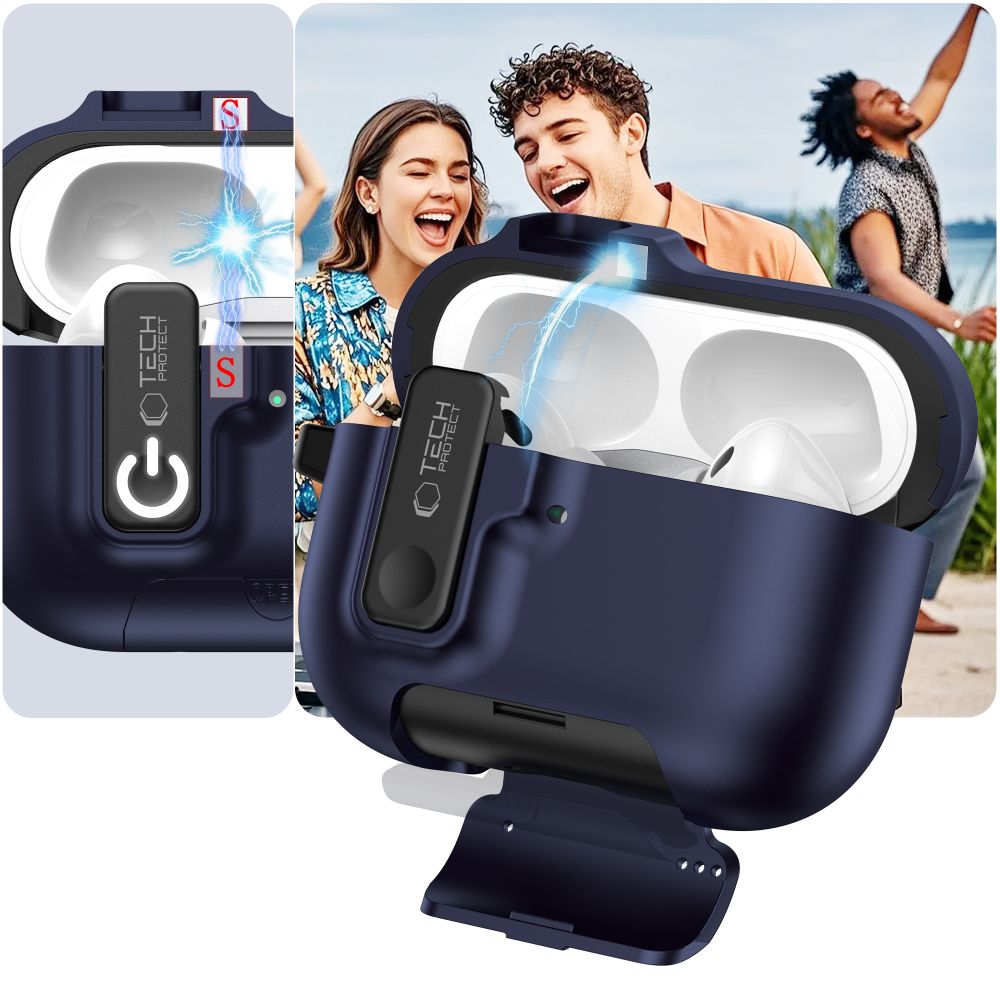 Tech-Protect Slim Hook dėklas AirPods Pro 3 – tamsiai mėlynas -- AirPods Pro 3