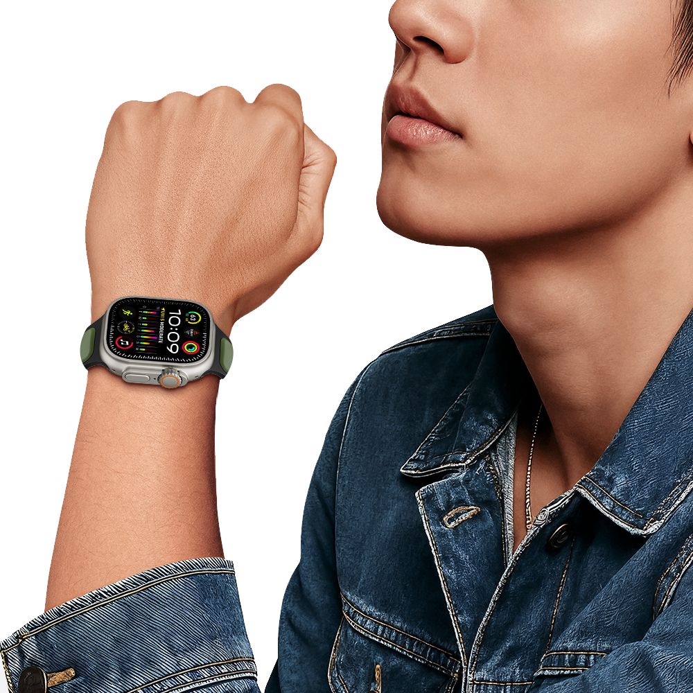 Tech-Protect IconBand Line dirželis, skirtas Apple Watch 44 / 45 / 46 / 49 mm - juoda ir oranžinė -- Apple Watch 44