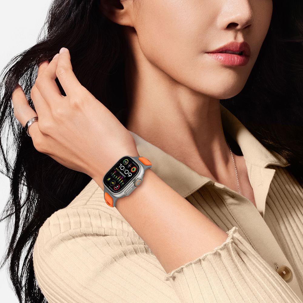 Tech-Protect IconBand Line dirželis, skirtas Apple Watch 44 / 45 / 46 / 49 mm - juoda ir oranžinė -- Apple Watch 44