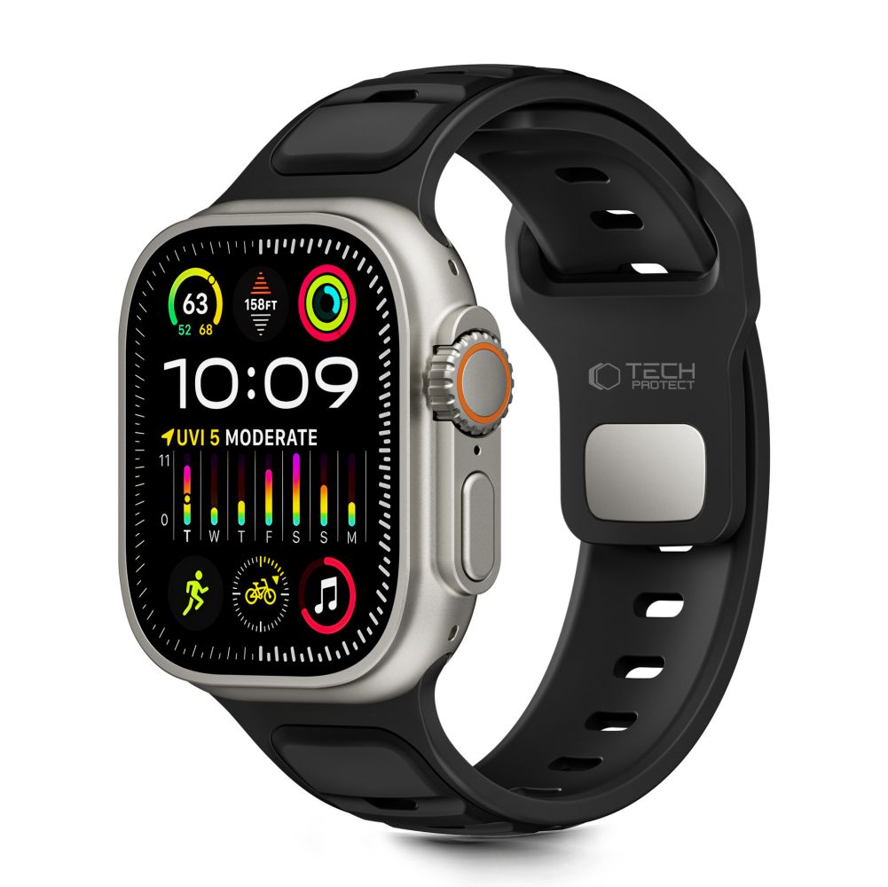 Tech-Protect IconBand Line dirželis, skirtas Apple Watch 44 / 45 / 46 / 49 mm - juodas -- Apple Watch 44