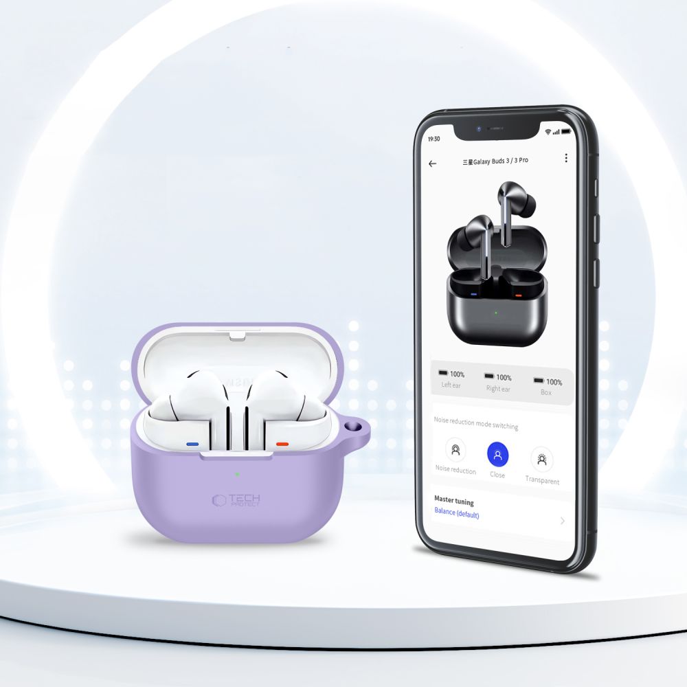 Tech-Protect silikoninis dėklas Galaxy Buds 3 – violetinis -- Samsung Galaxy Buds 3