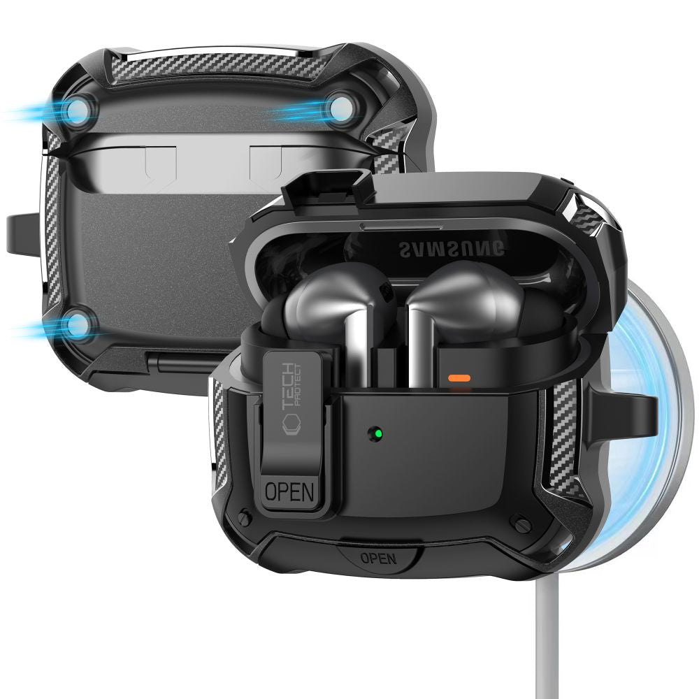 Tech-Protect Carbonox dėklas Galaxy Buds 3 – juodas -- Samsung Galaxy Buds 3