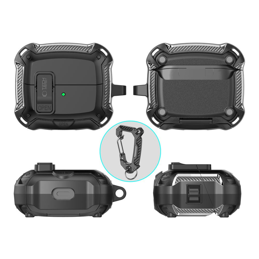 Tech-Protect Carbonox dėklas Galaxy Buds 3 – juodas -- Samsung Galaxy Buds 3