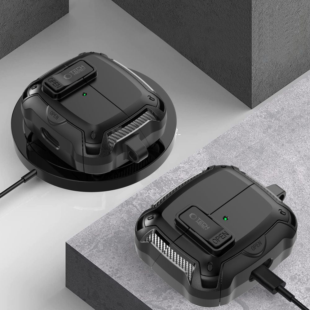 Tech-Protect Carbonox dėklas Galaxy Buds 3 – juodas -- Samsung Galaxy Buds 3