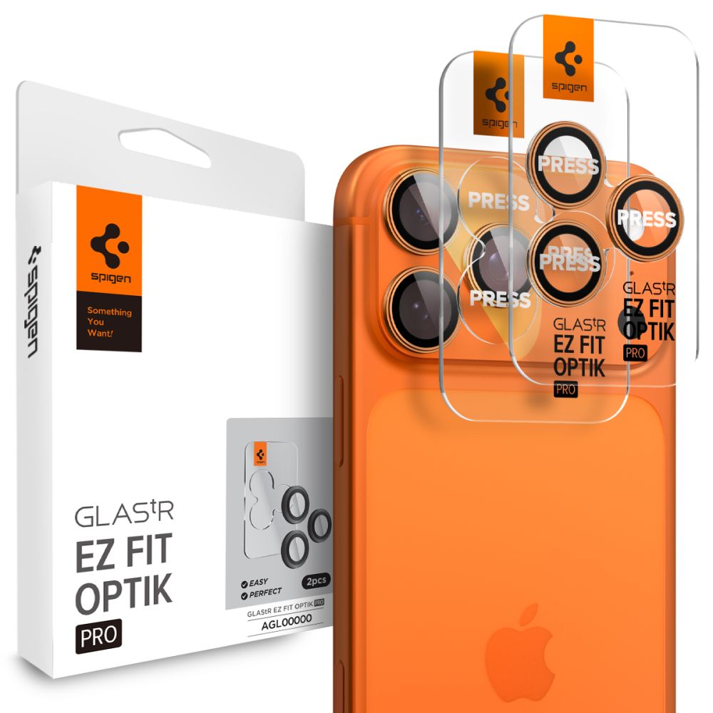 Spigen Optik Pro lęšių stikliukas iPhone 16/17 Pro/Max – oranžinis