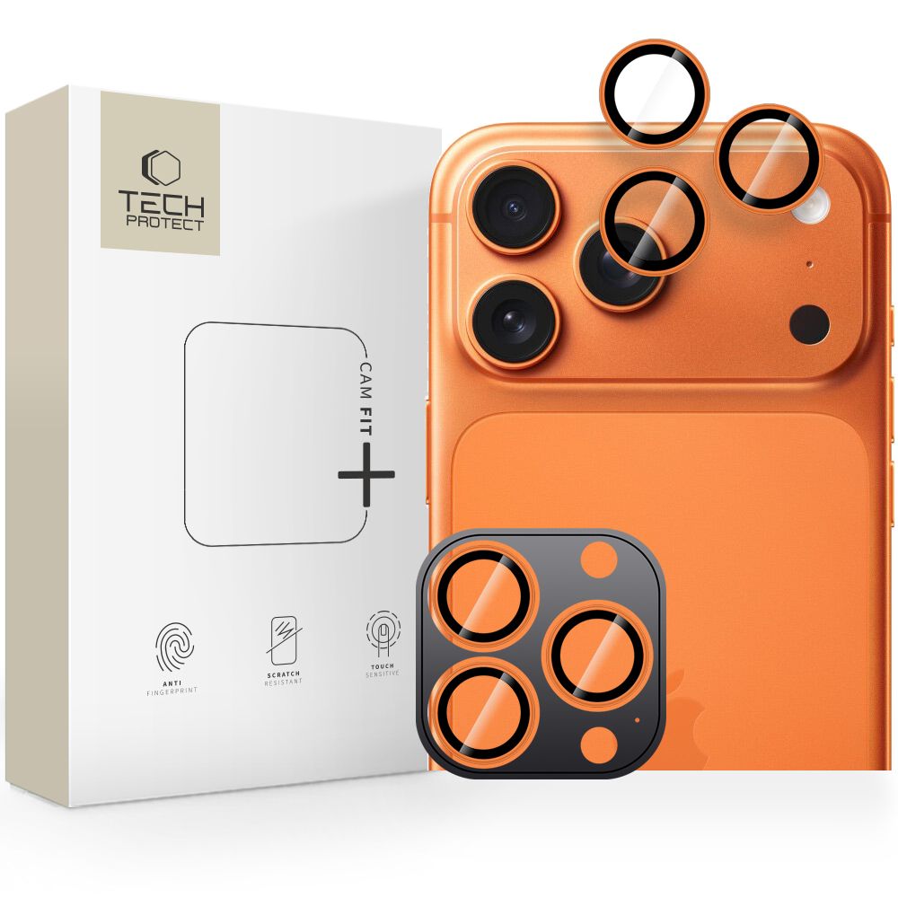 Tech-Protect Camring Fit+ kameros stikliukai iPhone 14–17 Pro/Max – oranžiniai -- iPhone 14 Pro