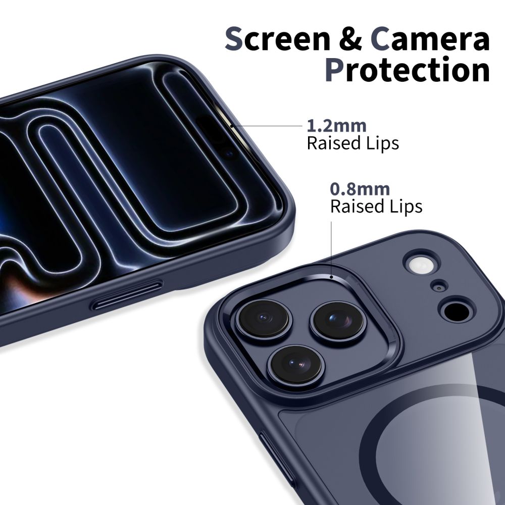 Tech-Protect MagMat MagSafe dėklas, skirtas iPhone 17 Pro – skaidrus tamsiai mėlynas -- iPhone 17 Pro