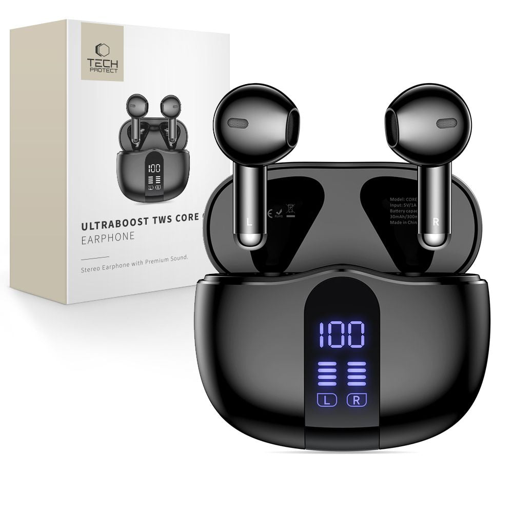 Tech-Protect UltraBoost TWS Core G2 ausinės – juodos -- Headphones
