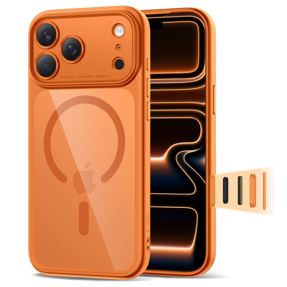 Tech-Protect Magpeak MagSafe dėklas iPhone 17 Pro – skaidrus oranžinis -- iPhone 17 Pro