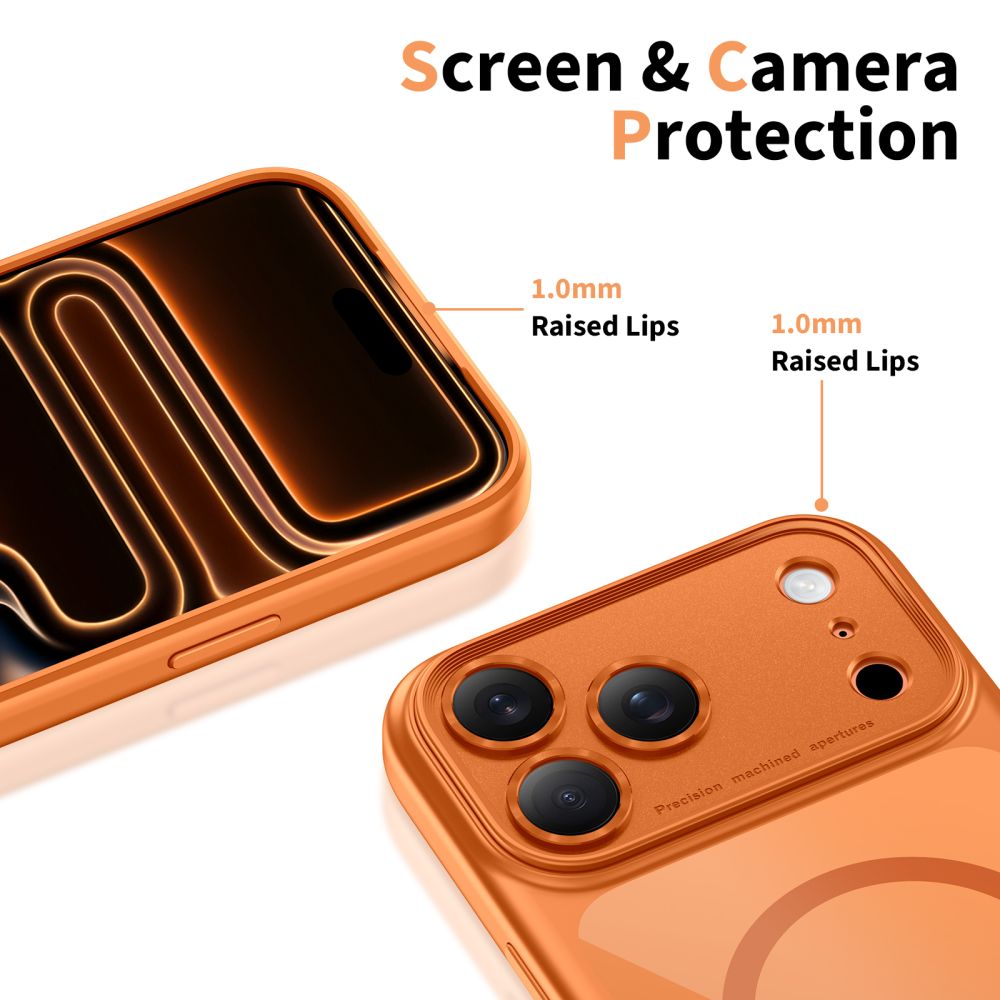 Tech-Protect MagPeak MagSafe dėklas iPhone 17 Pro Max – skaidrus oranžinis -- iPhone 17 Pro Max