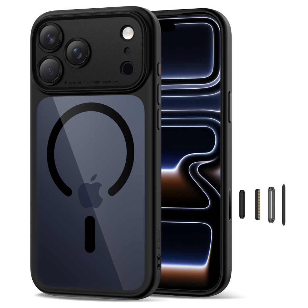 Tech-Protect Magpeak MagSafe dėklas iPhone 17 Pro – Clear Black -- iPhone 17 Pro
