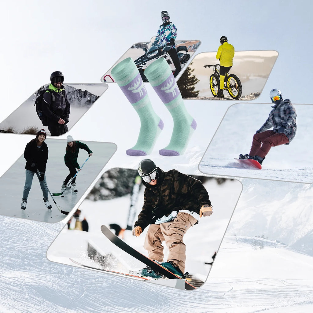 Qunature 037202 slidinėjimo kojinės dydis 43-48 (L/XL) - violetinė-žalia -- Cycling Socks