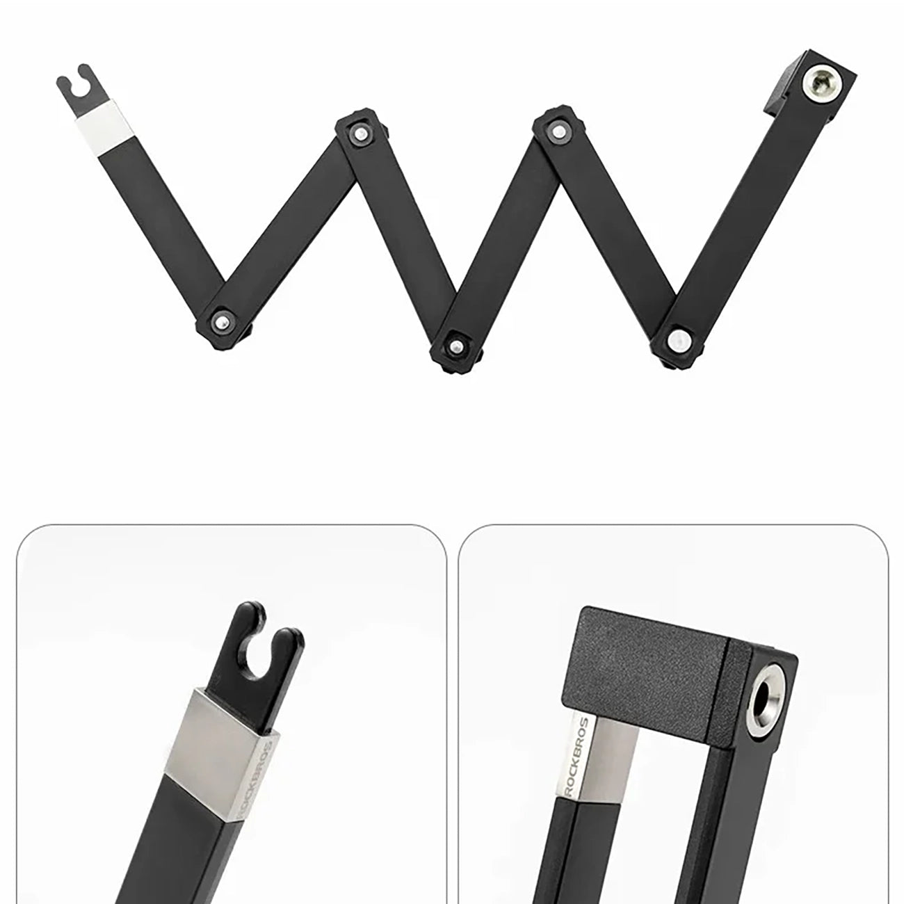Rockbros 32140003001 sulankstomas dviračio railtis su raktu ir rankena, 68cm - juodas -- Bicycle Locks