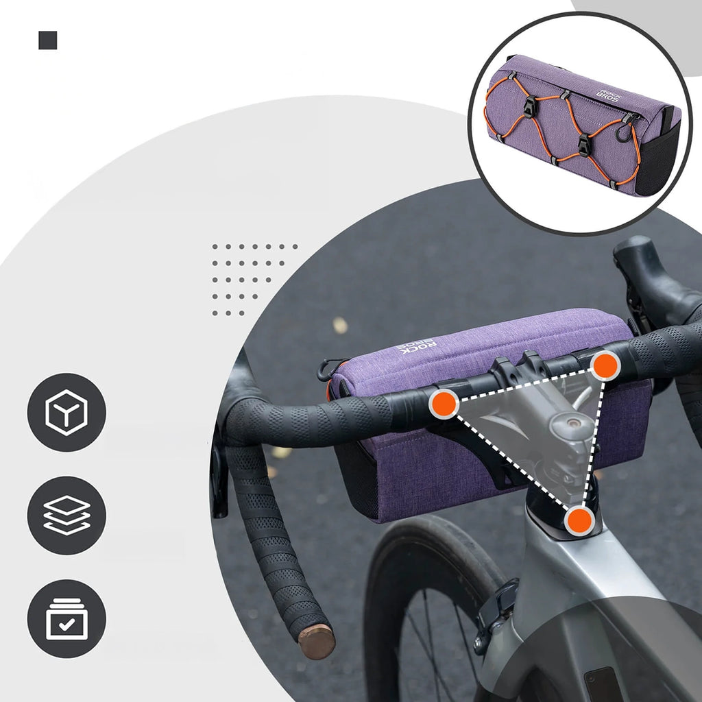 Rockbros 30110054005 Vairo dviračio krepšelis 2,2L - purpurinė -- Bicycle Bags
