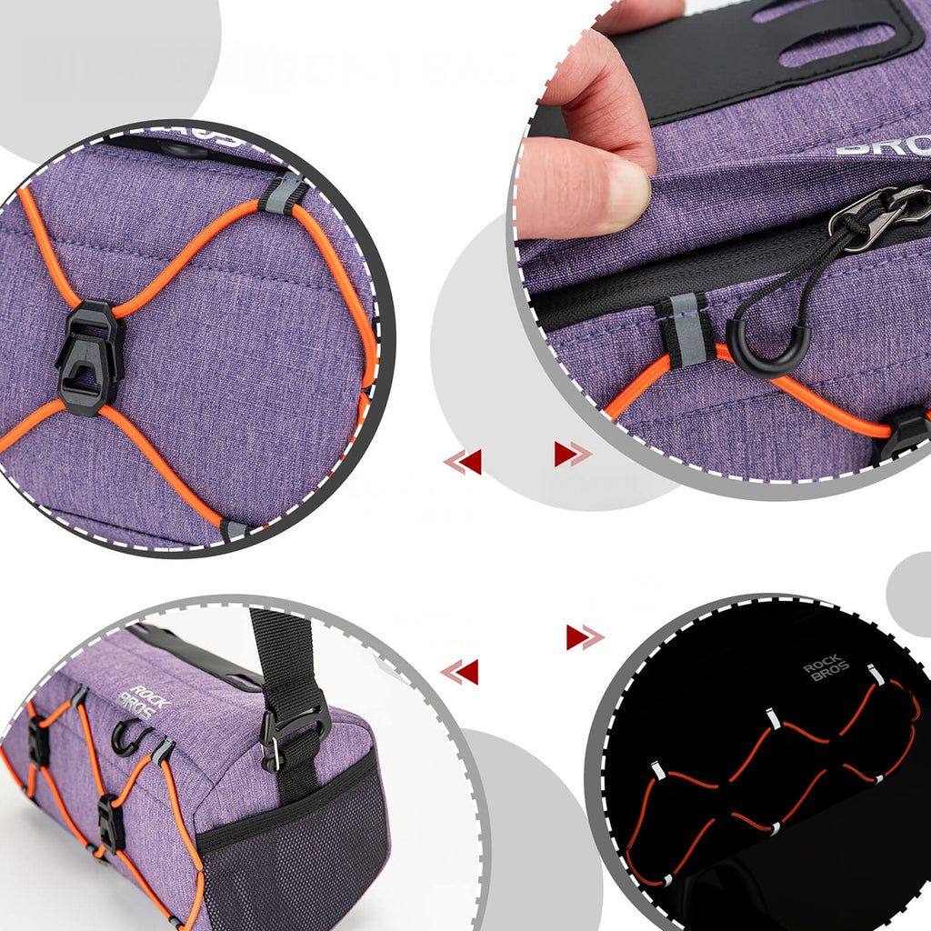 Rockbros 30110054005 Vairo dviračio krepšelis 2,2L - purpurinė -- Bicycle Bags