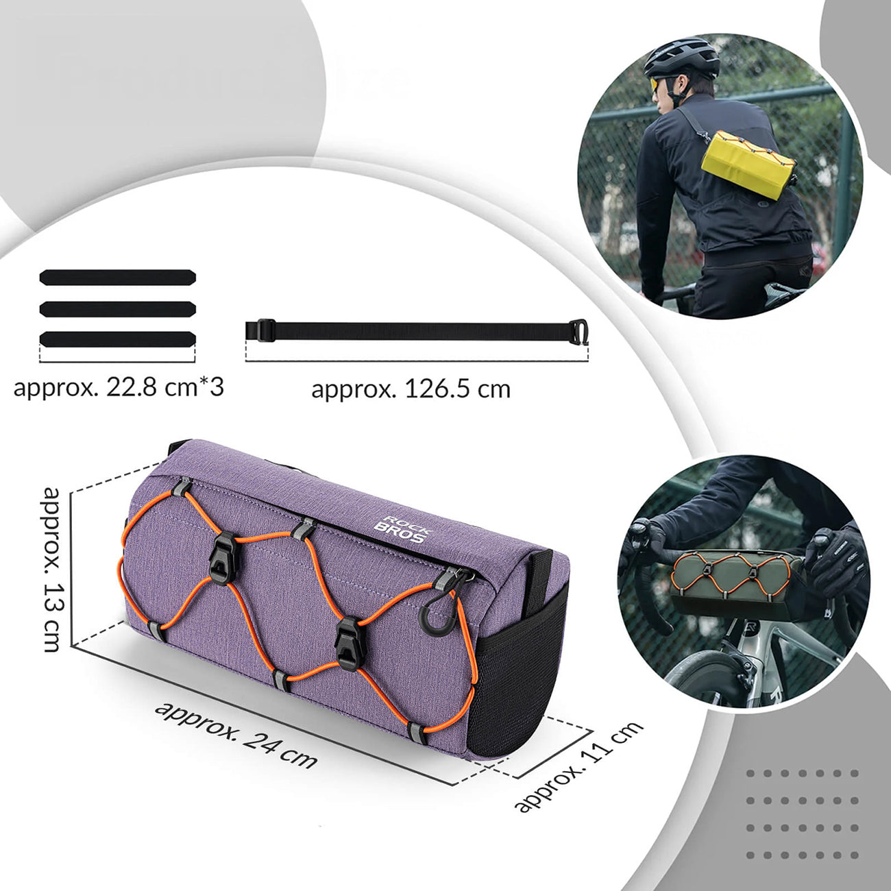 Rockbros 30110054005 Vairo dviračio krepšelis 2,2L - purpurinė -- Bicycle Bags