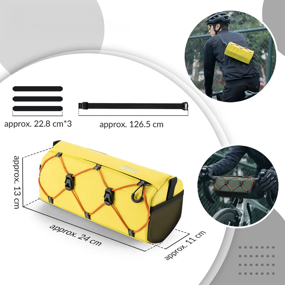 Rockbros 30110054006 vairo dviračio krepšys 2.2L - geltonas -- Bicycle Bags