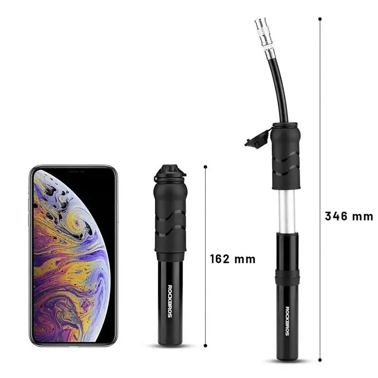 Rockbros 810PCS-HP Mini rankinio dviračio siurblis su Presta ir Schrader žarnyne - Juoda -- Bicycle Pumps