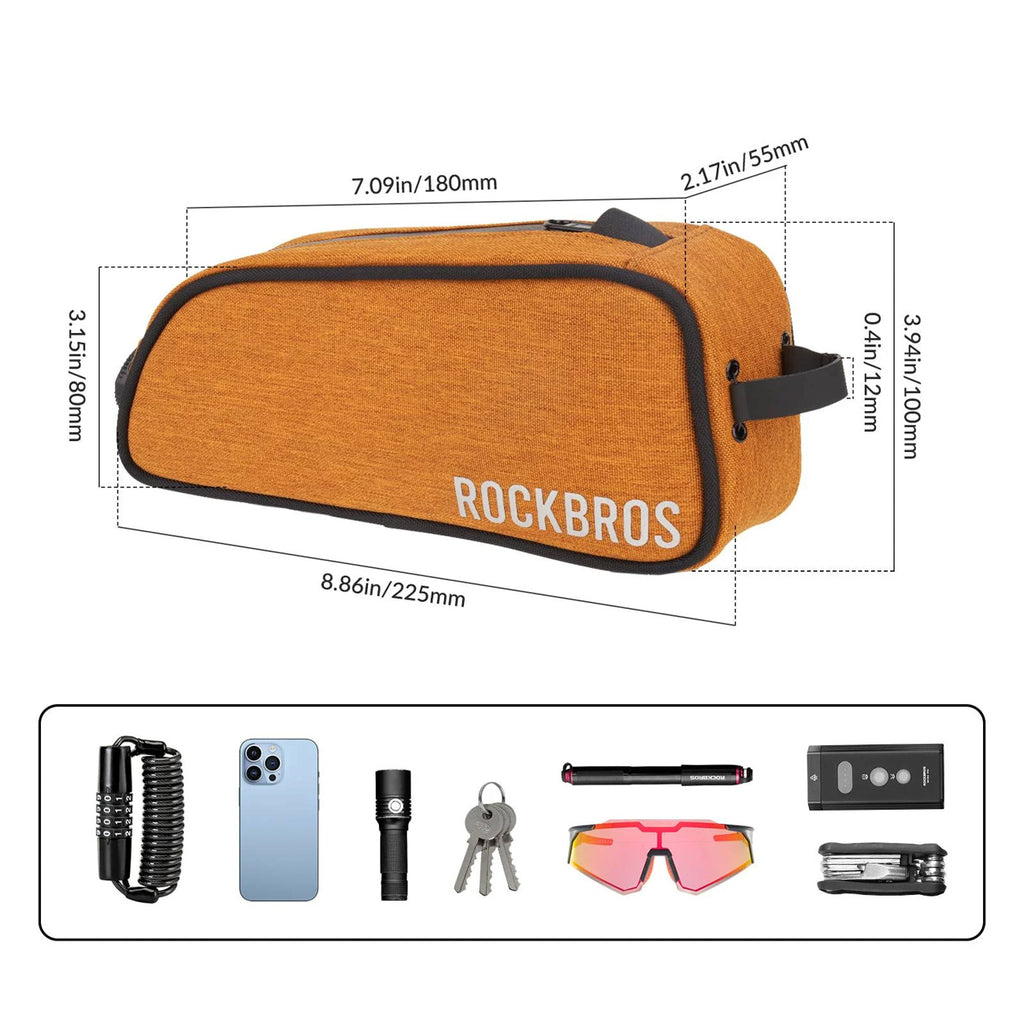 Rockbros 30120045004 ROAD TO SKY dviračio krepšelis viršutiniam rėmo vamzdžiui, nepralydomasis, 0,7L - oranžinė --...