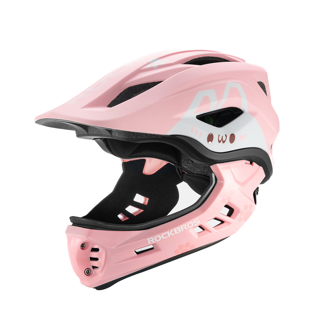 Rockbros TT-32001 Rabbit Vaikų dviračio šalmas su nuimama žandikaulio dalimi Dydis S (48-52) - Rožinė -- Bicycle Helmets