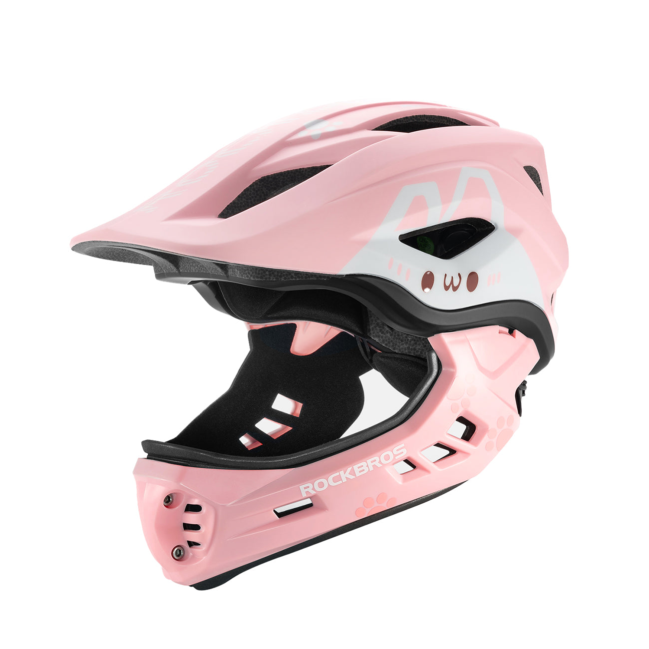 Rockbros TT-32001 Rabbit Vaikų dviračio šalmas su nuimama žandikaulio dalimi Dydis S (48-52) - Rožinė -- Bicycle Helmets