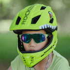 Rockbros TT-32003 Shark Vaikų dviračio šalmas su nuimama žandikaulio dalimi Dydis S (48-52) - Žalia -- Bicycle Helmets