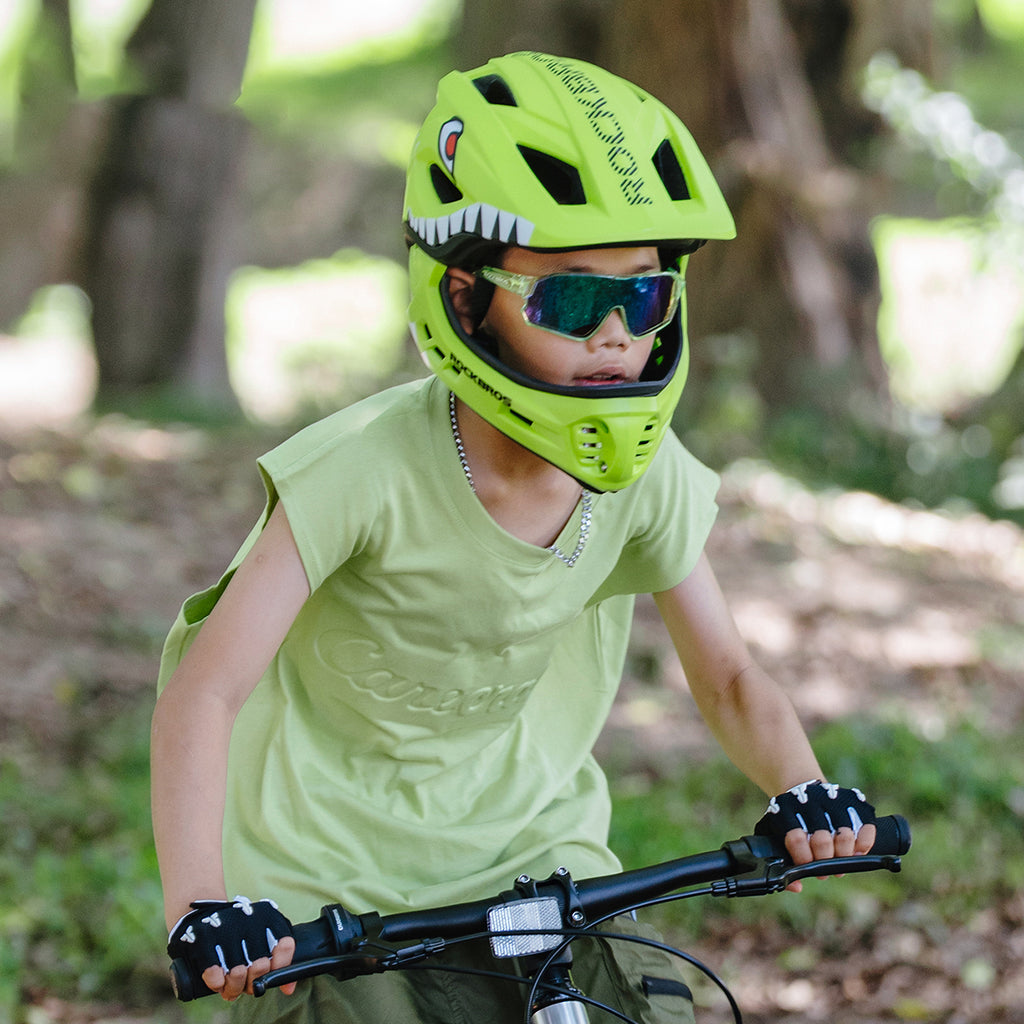 Rockbros TT-32004 Shark Vaikų dviračio šalmas su nuimama žandikaulio dalimi Dydis M (54-58) - Žalia -- Bicycle Helmets