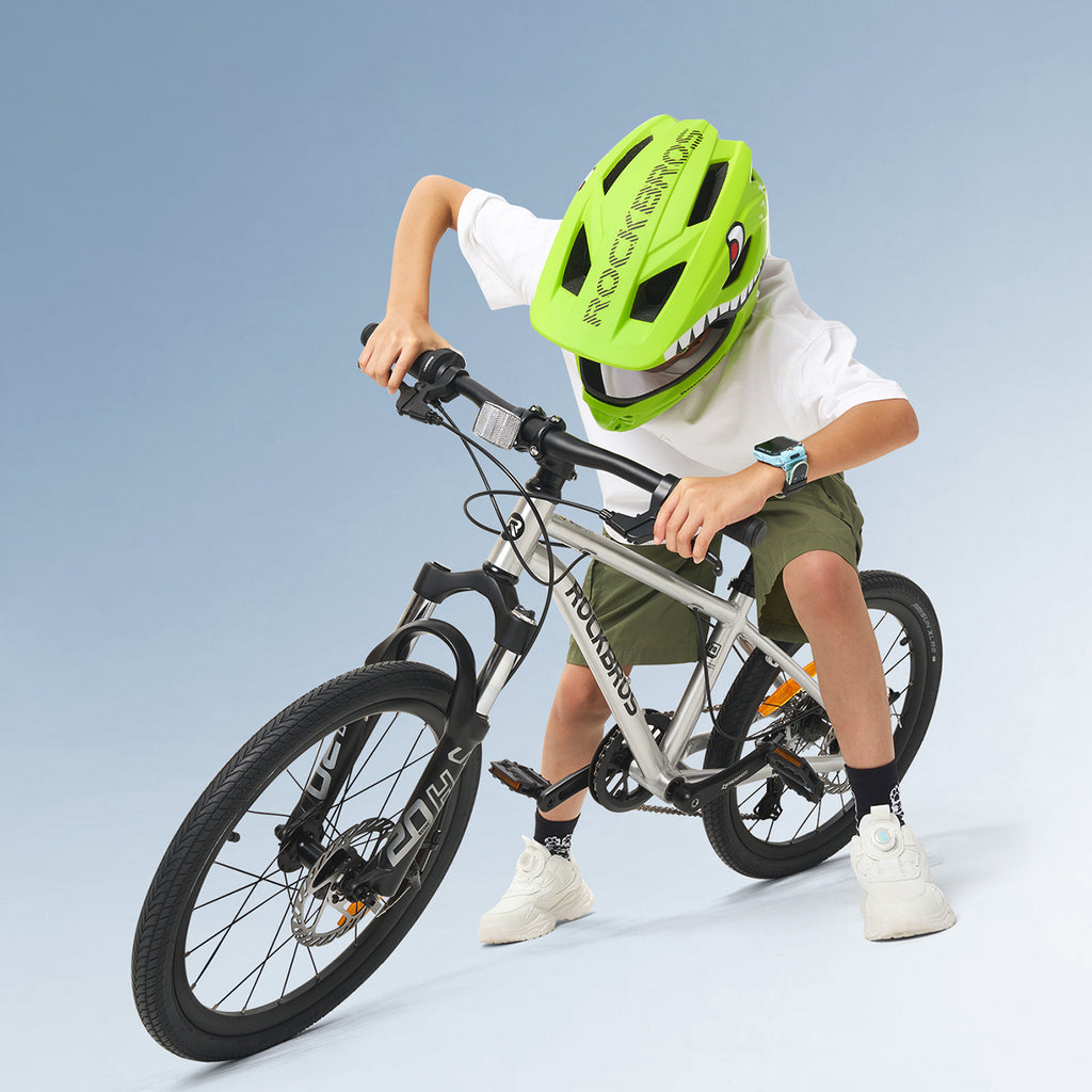 Rockbros TT-32004 Shark Vaikų dviračio šalmas su nuimama žandikaulio dalimi Dydis M (54-58) - Žalia -- Bicycle Helmets